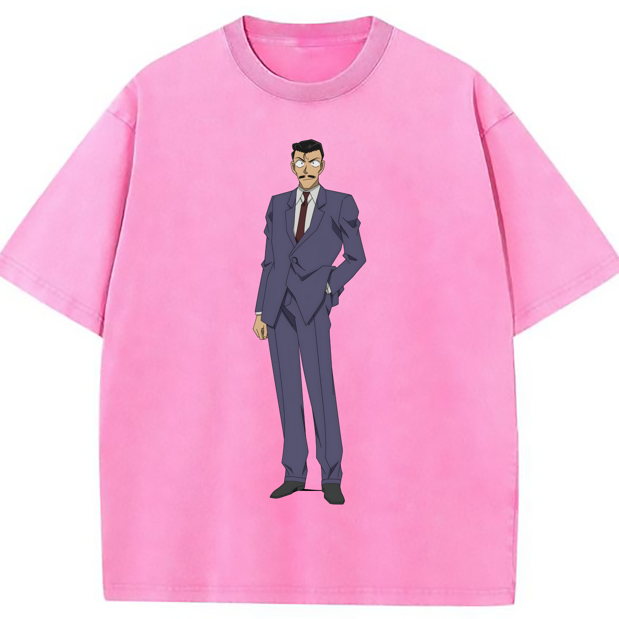 （画像用） 名探偵コナン 毛利 小五郎 もうり こごろう Detective Conan 綿100% ヴィンテージ風 半袖Tシャツ（フロントプリント）